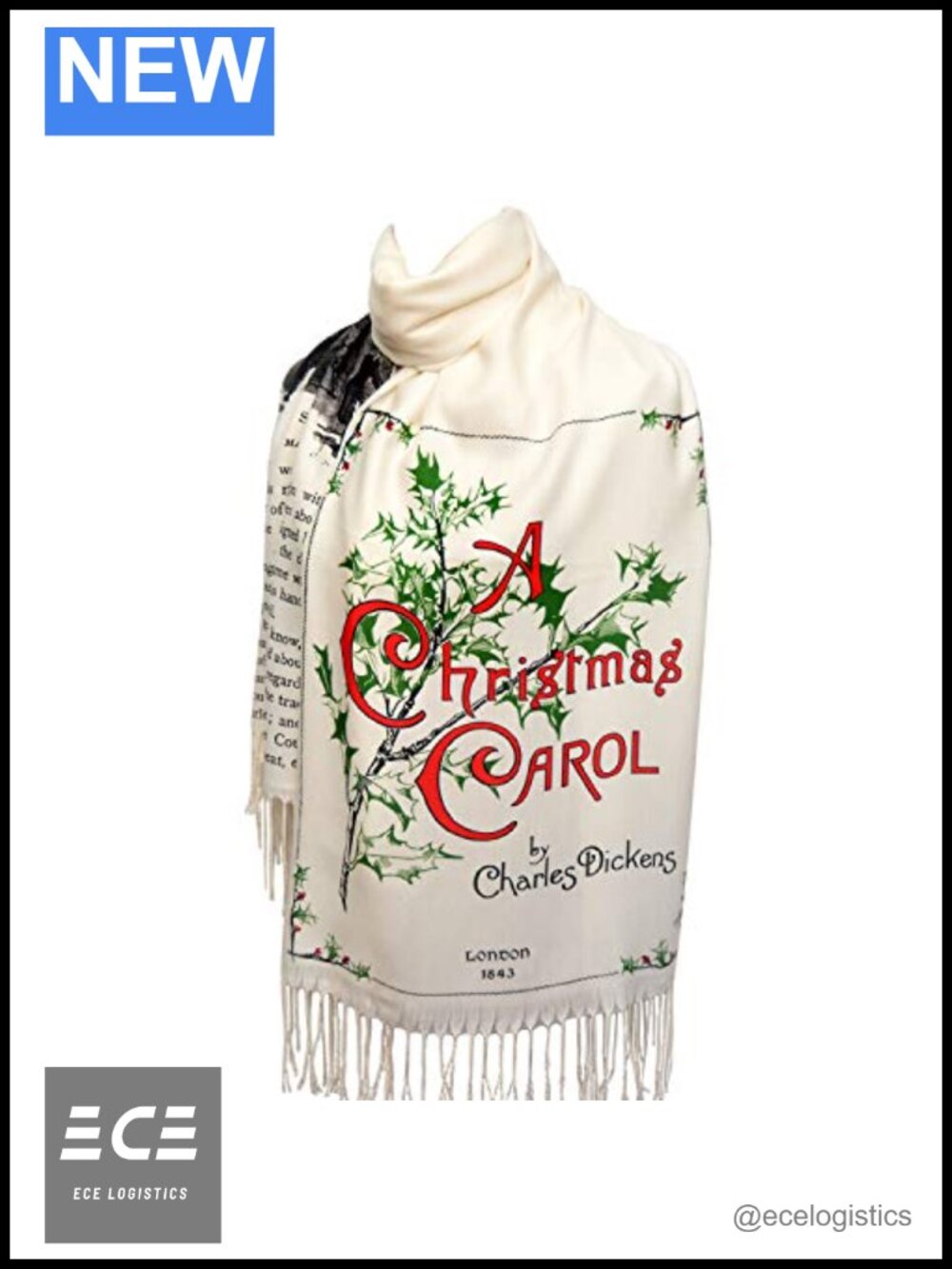 Charles Dickens A Christmas Carol Scarf Shawl Acrylic Literary Wrap